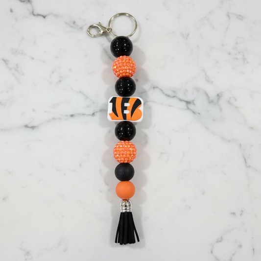 Cincinnati Bengals Bubblegum Beaded Keychain in Orange and Black