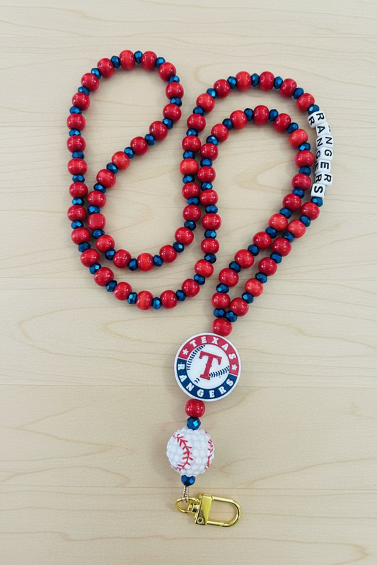 Texas Rangers Custom Beaded Lanyard