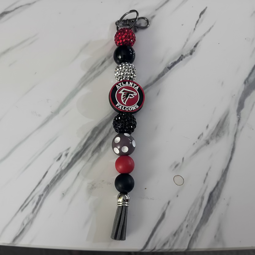 Atlanta Falcons Custom Beaded Keychain