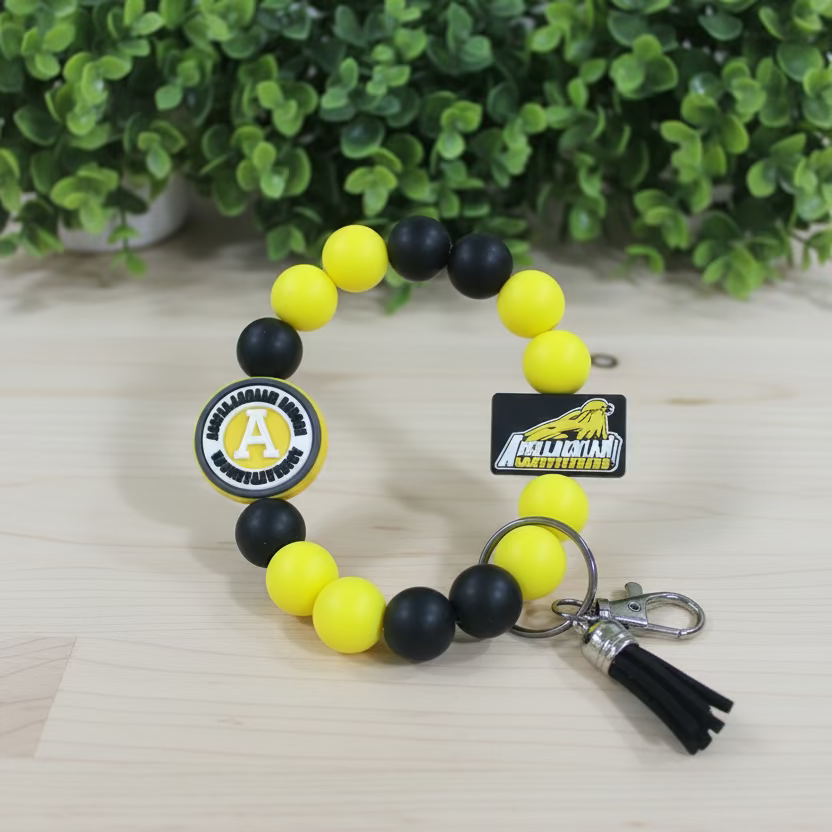 ASU Appalachian State University Mountaineers Silicone Beaded Keychain Wristlet