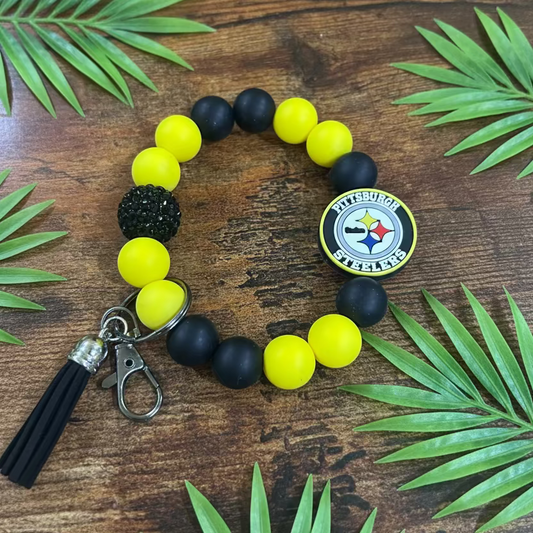 Pittsburgh Steelers Silicone Beaded Keychain Wristlet