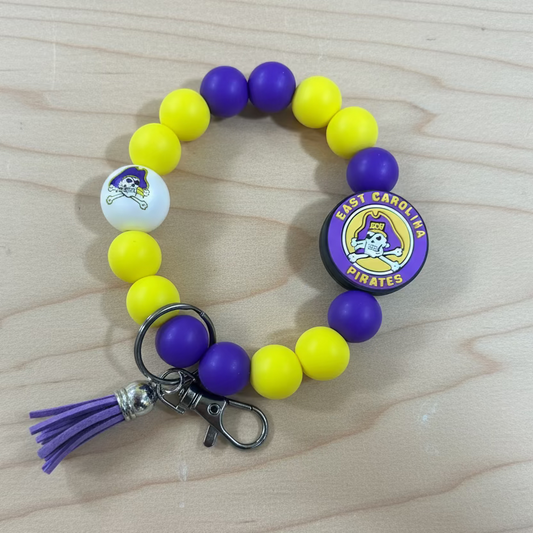 ECU East Carolina University Pirates Silicone Beaded Keychain Wristlet