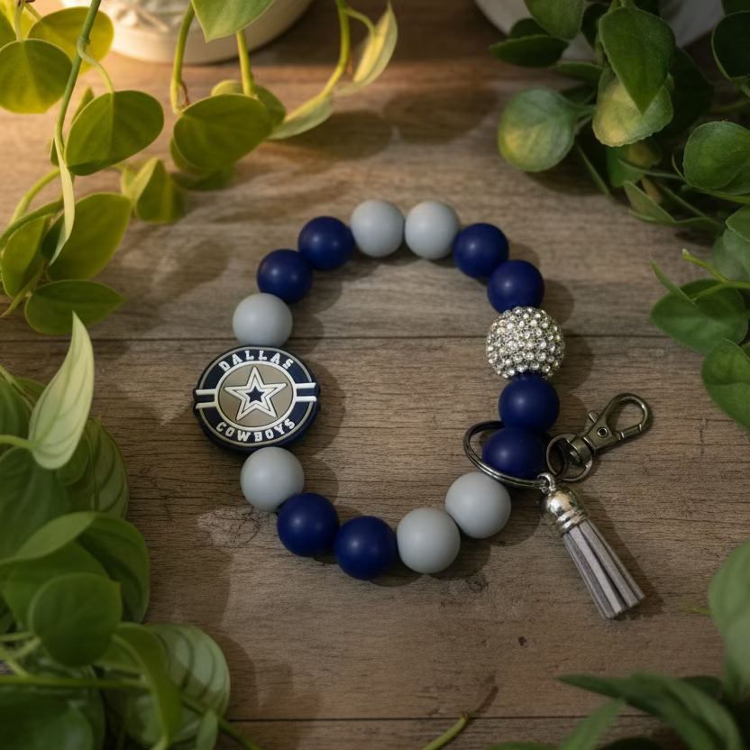 Dallas Cowboys Silicone Beaded Keychain Wristlet