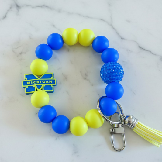University of Michigan Wolverines Silicone Beaded Keychain Wristlet