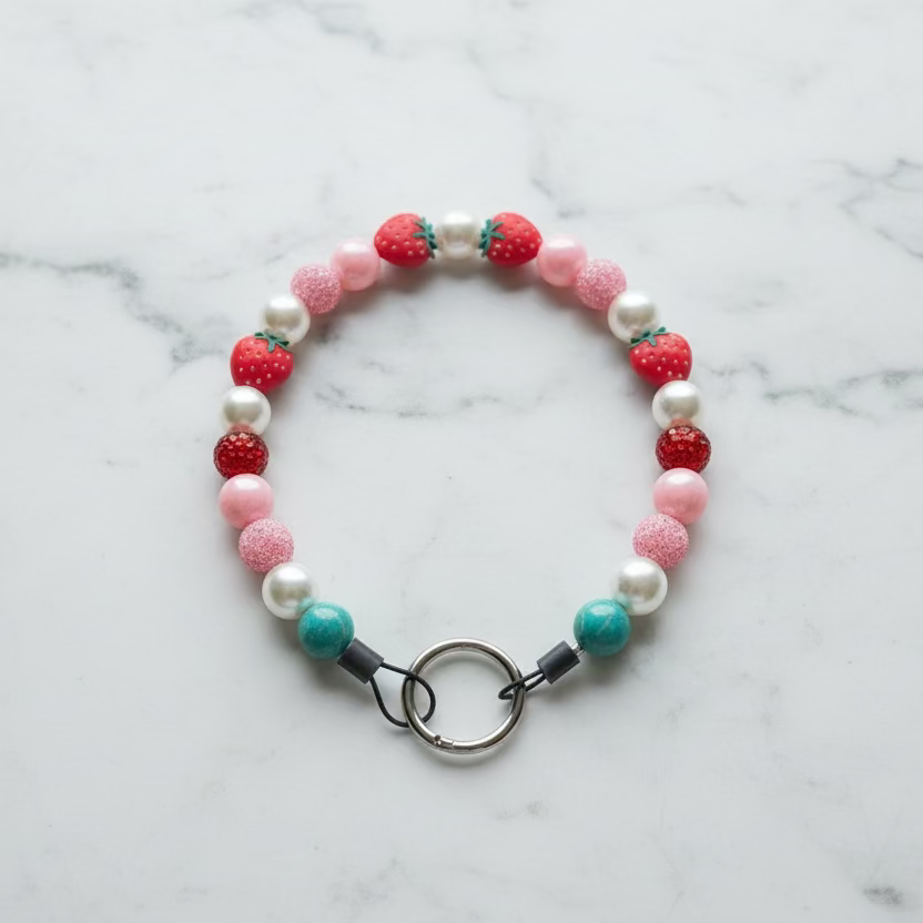 Custom Strawberry Themed Pet Collar