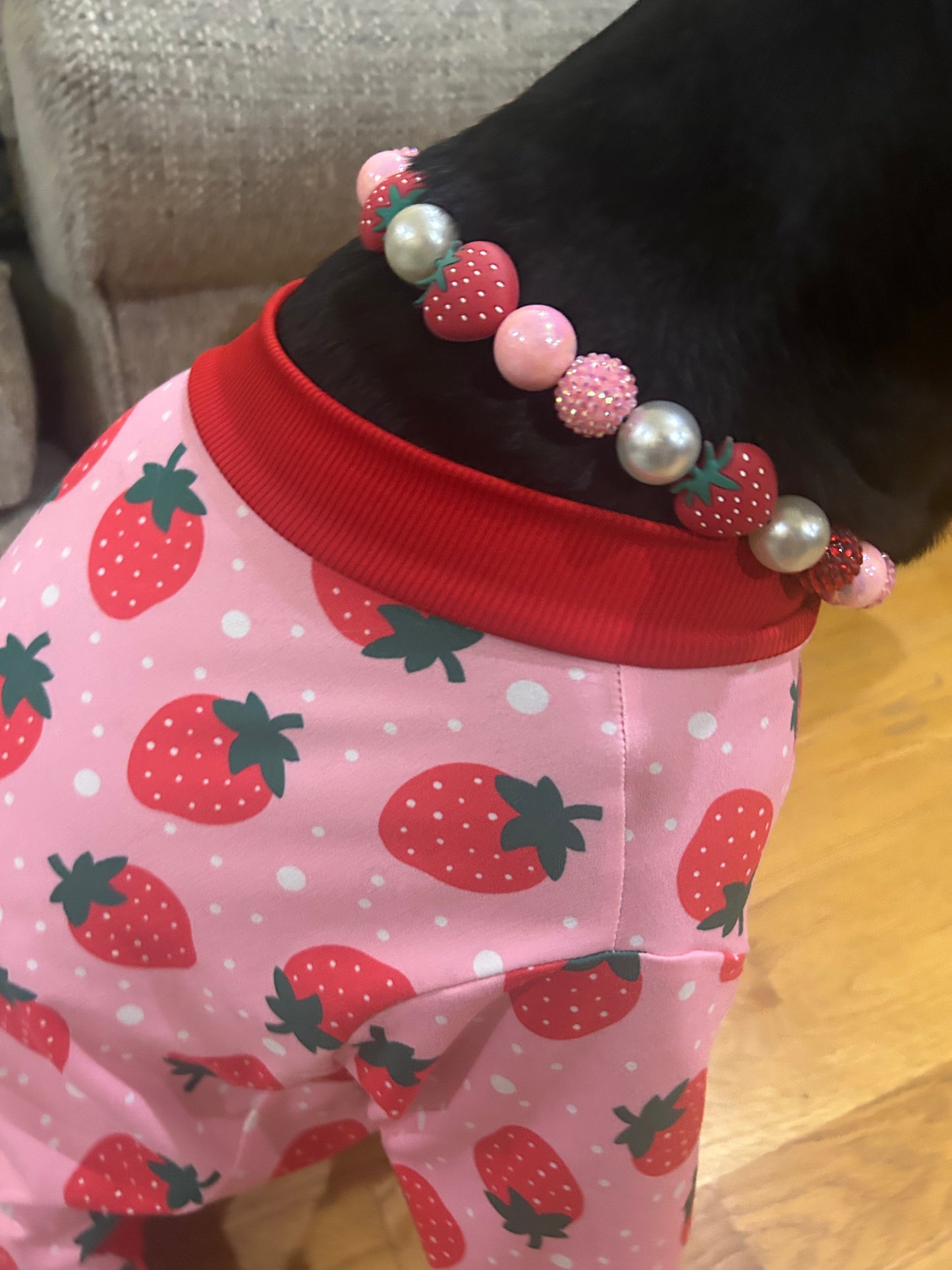 Custom Strawberry Themed Pet Collar