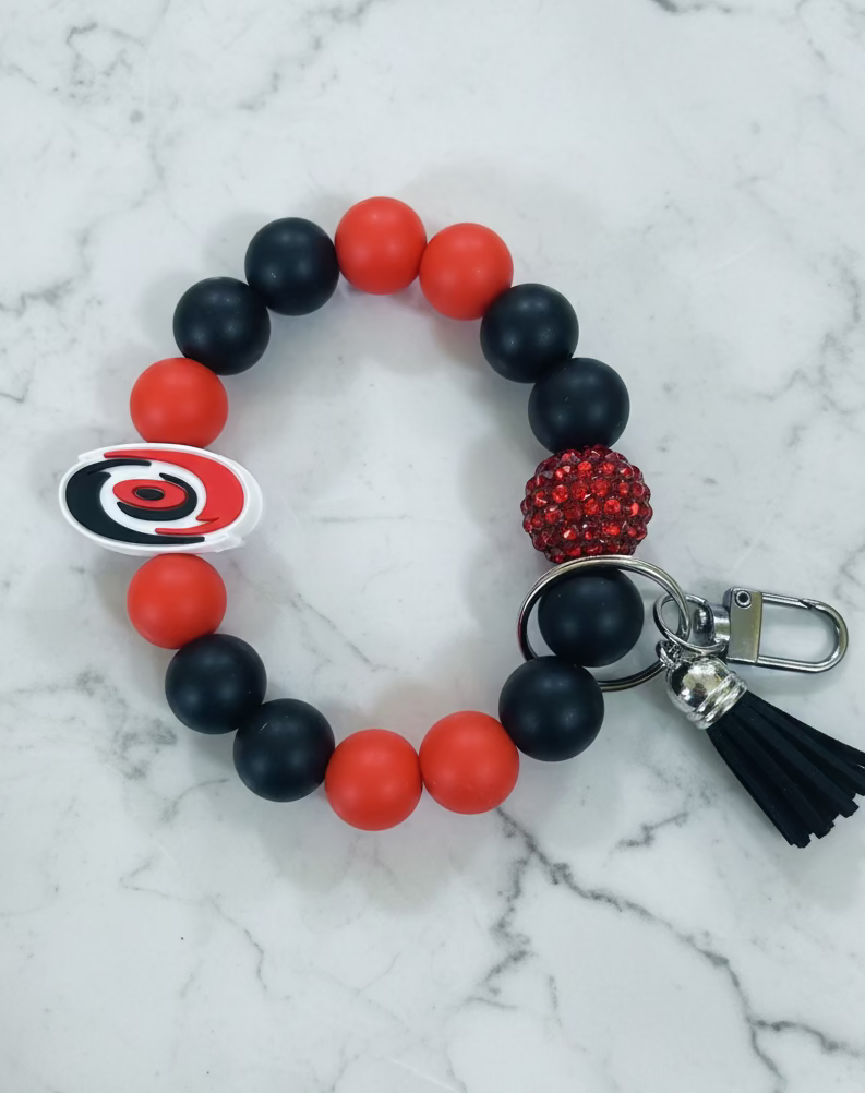 Carolina Hurricanes Silicone Beaded Keychain Wristlet