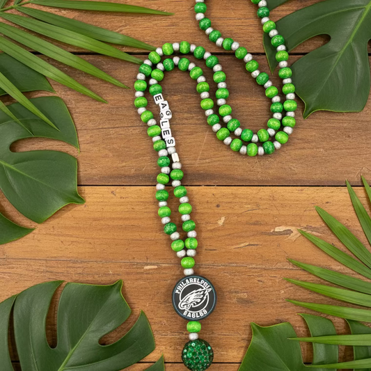 Philadelphia Eagles Custom Wood Beaded Lanyard
