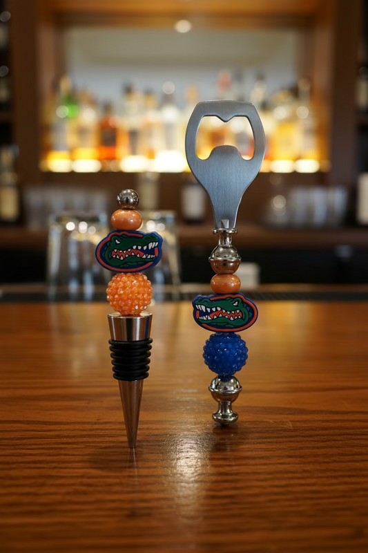 Florida Gators Custom Beaded Bottle Opener and Wine Stopper