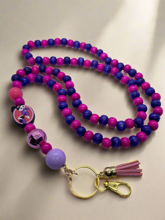 Inside Out 2 inspired Fear beaded lanyard