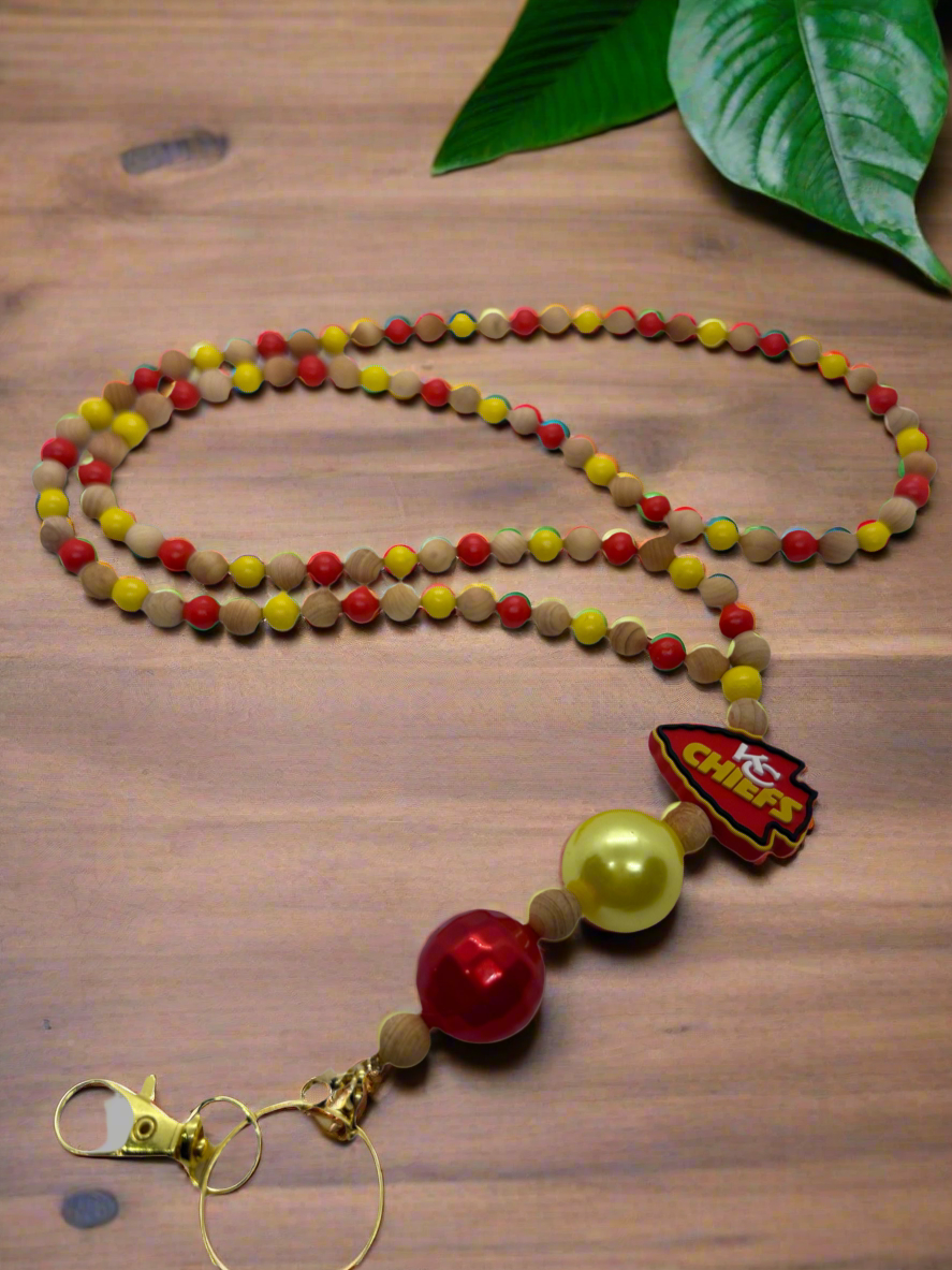 Kansas City Chiefs inspired beaded lanyard