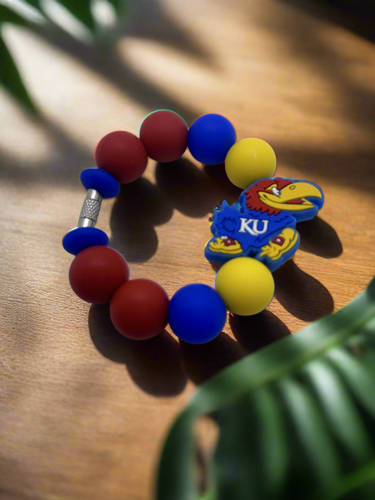 Kansas University inspired silicone beaded tumbler cup charm