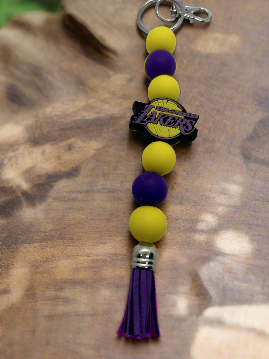 Los Angeles lakers silicone beaded keychain