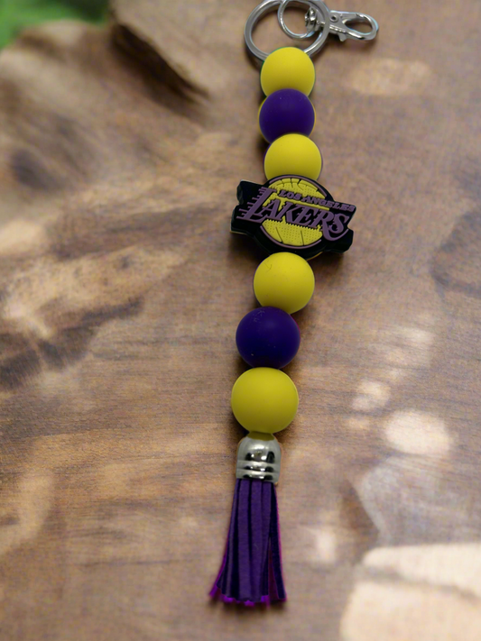 Los Angeles lakers silicone beaded keychain