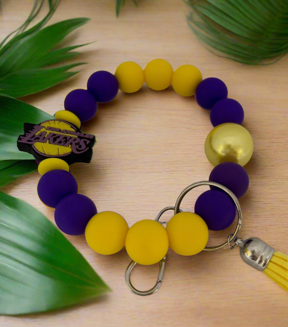 Los Angeles Lakers inspired wristlet keychain