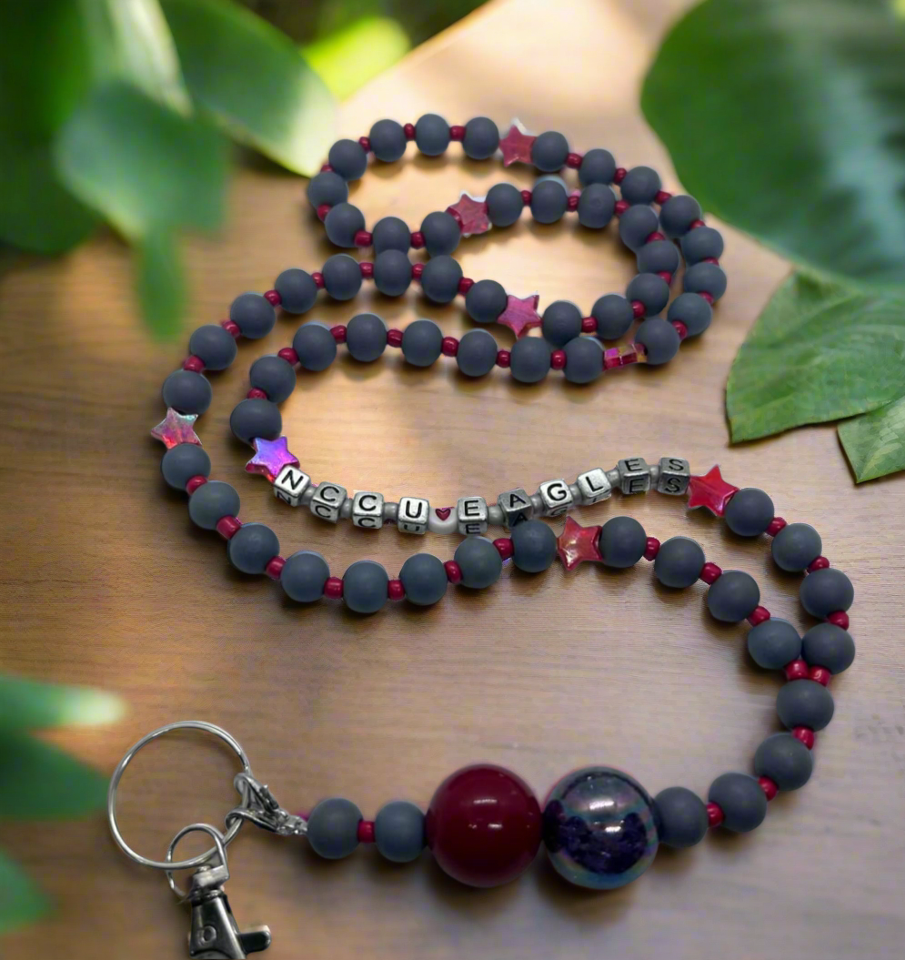 NCCU silicone beaded lanyard