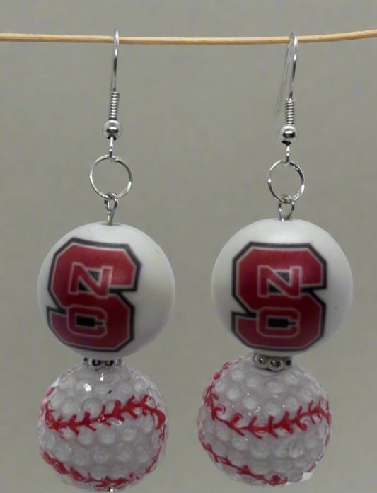 NCSU baseball beaded earrings