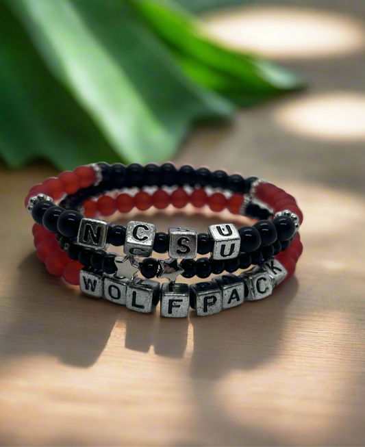 NCCSU Wolfpack beaded bracelet stack