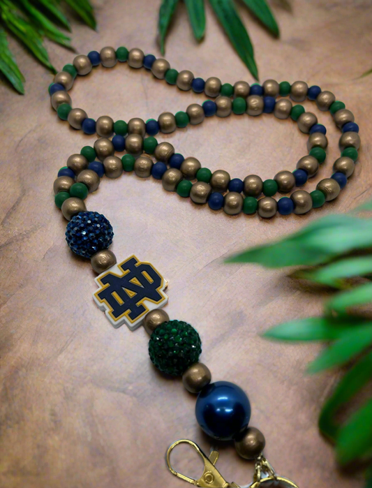 Notre Dame inspired beaded lanyard