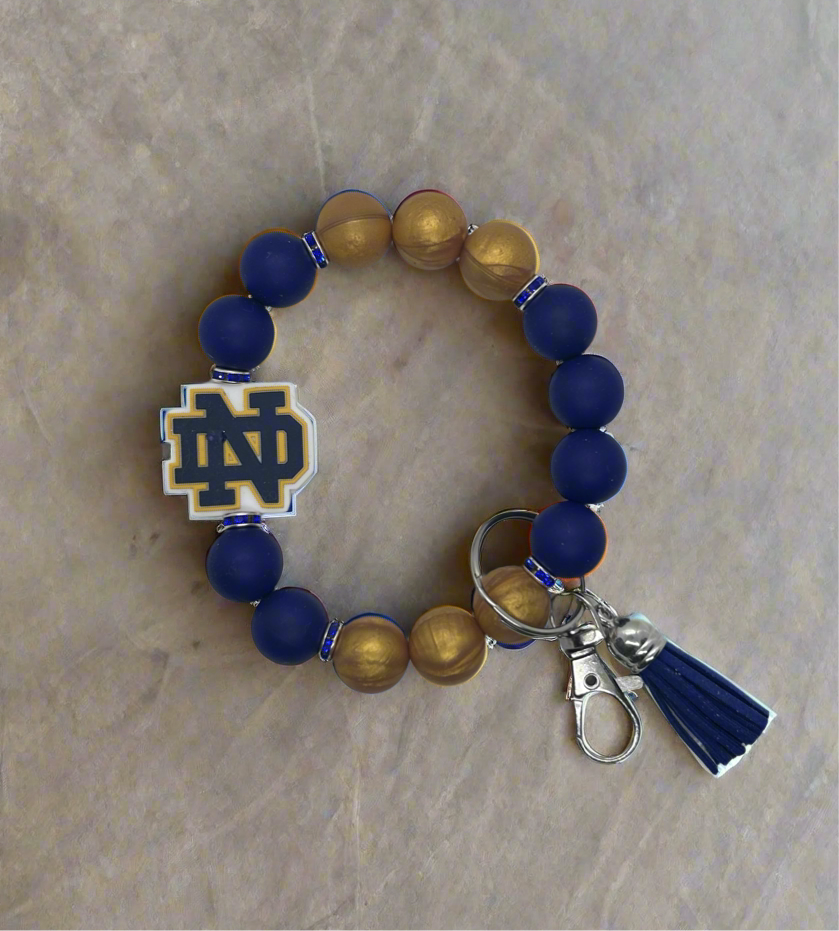 Notre Dame Fighting Irish beaded wristlet keychain with tassel