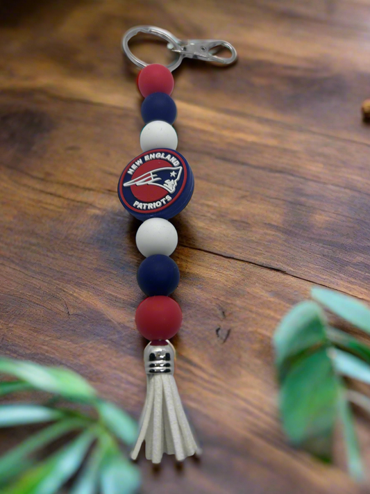 New England Patriots silicone beaded keychain