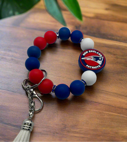 New England Patriots wristlet beaded keychain