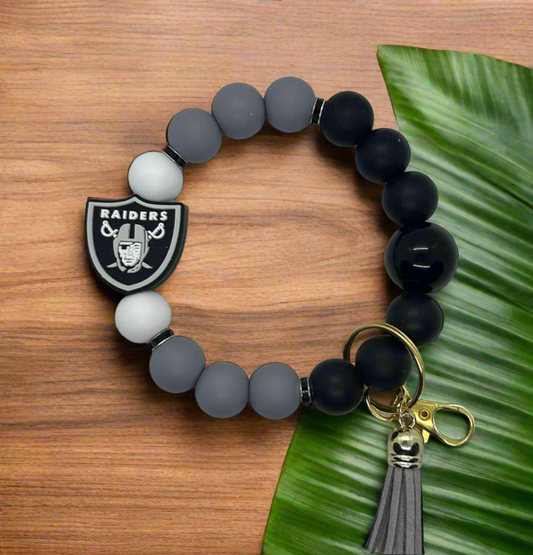 Las Vegas Raiders inspired wristlet keychain