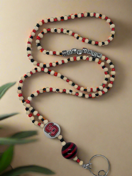 NCSU Wolfpack beaded lanyard