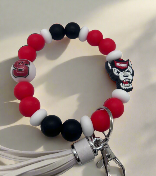 NCSU Wolfpack silicone beaded keychain wristlet