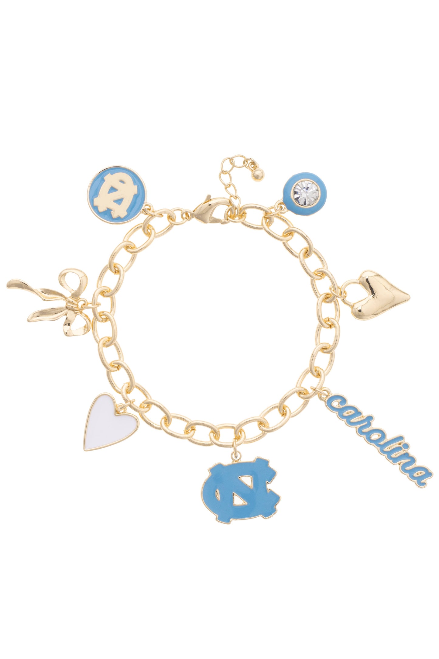 North Carolina Tarheels Enamel Icons Charm Bracelet
