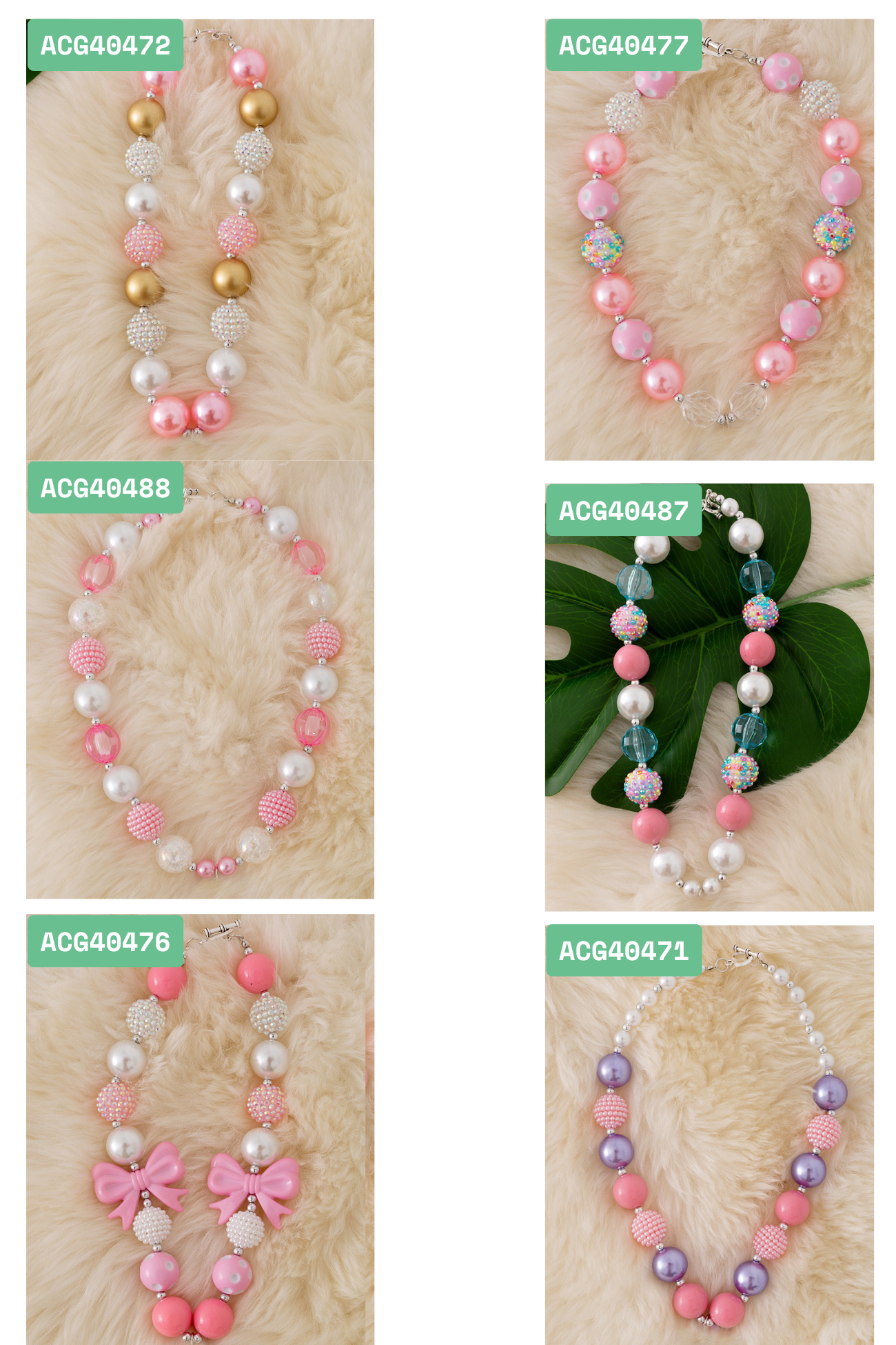 Kids Pastel Pink Bubble Necklace