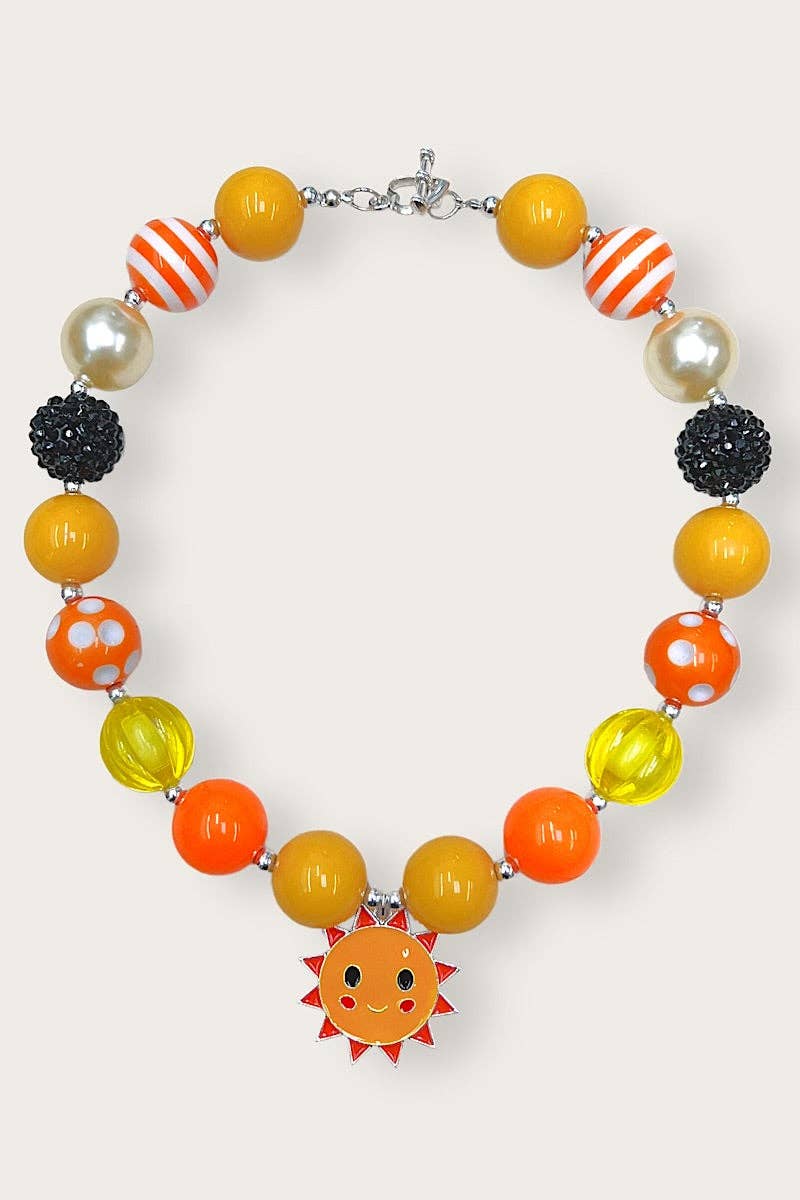 KIDS YELLOW TONE BUBBLE  NECKLACE WITH  SUN PENDANT