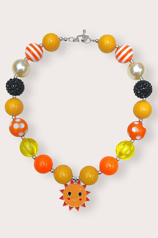 KIDS YELLOW TONE BUBBLE  NECKLACE WITH  SUN PENDANT