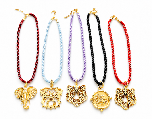 Game Day Cord Necklace|School Mascot Necklace: Bulldog on Black