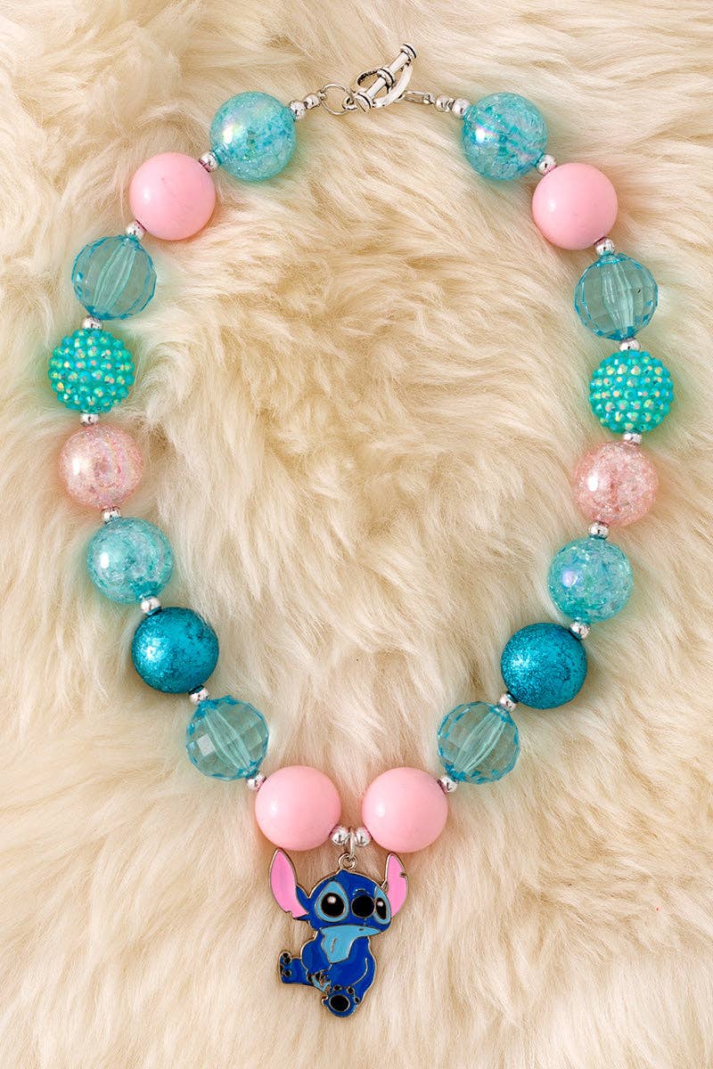Kids Multi color Bubble necklace with character pendant