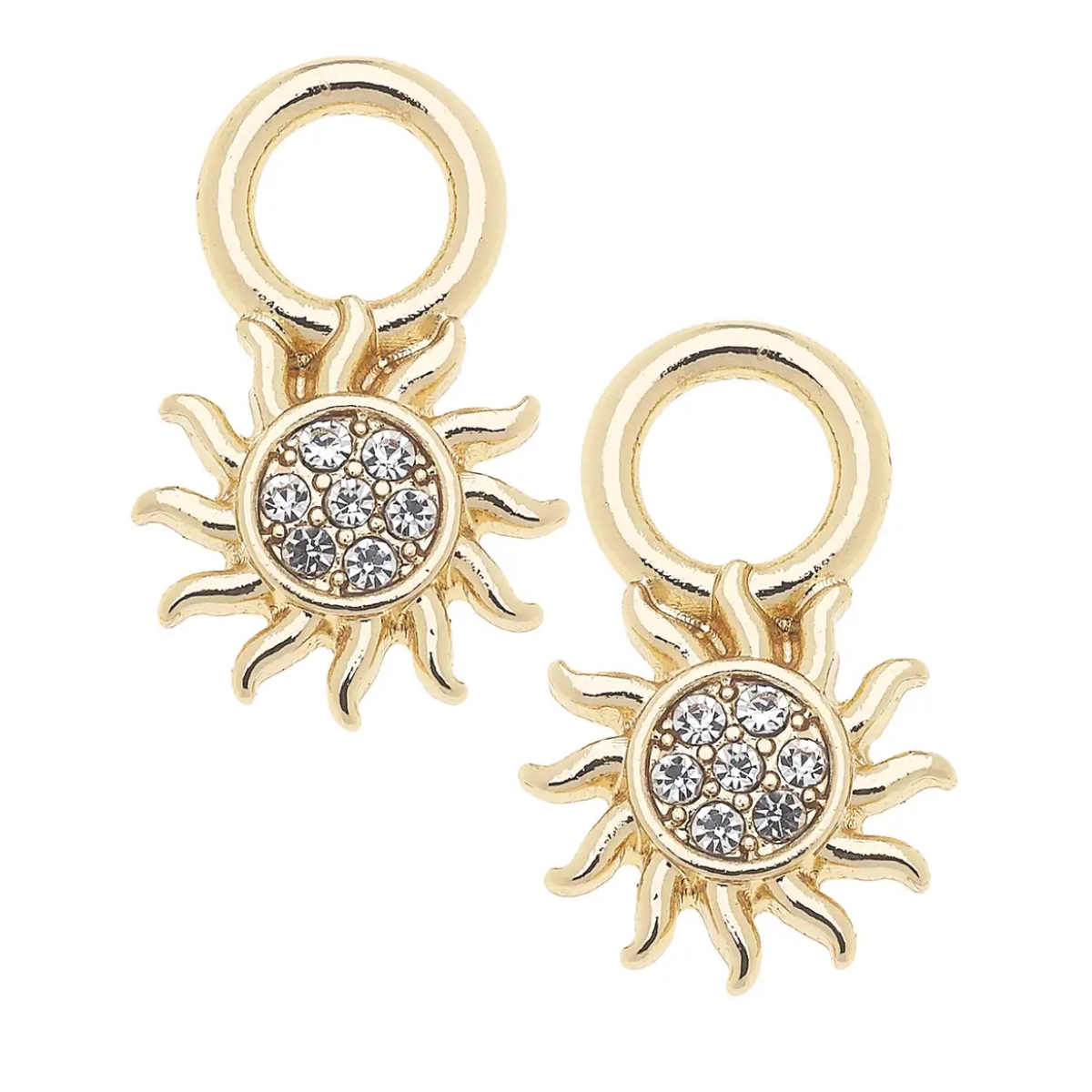 Pave Sun Huggie Charm (Set of 2) in Shiny Gold