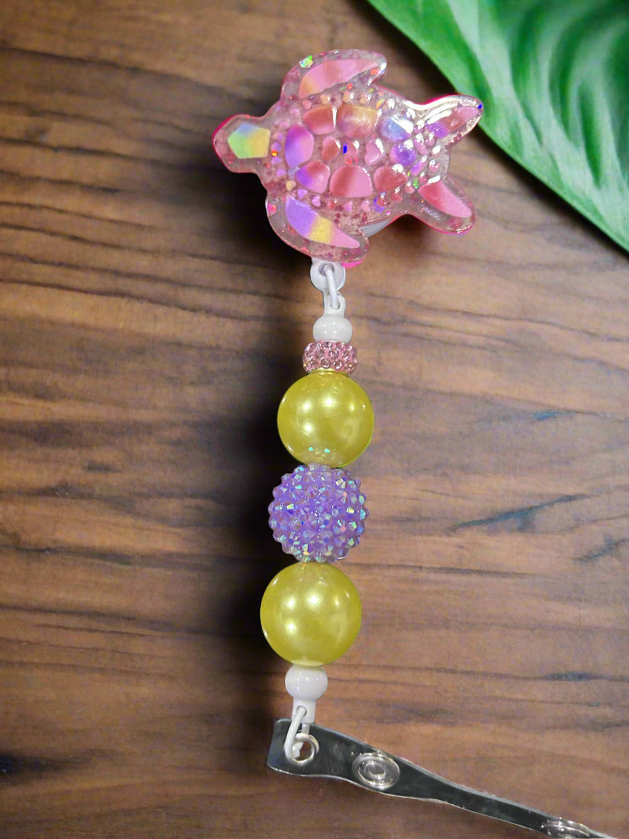 Multicolor Sea Turtle Badge Reel